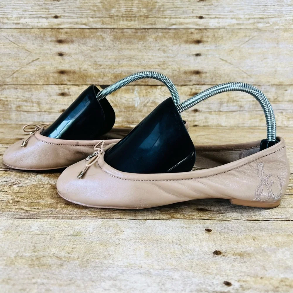 Sam Edelman Felicia Ballet Flats Beige Leather Bow Charm Shoes Womens 6M - Picture 11 of 16